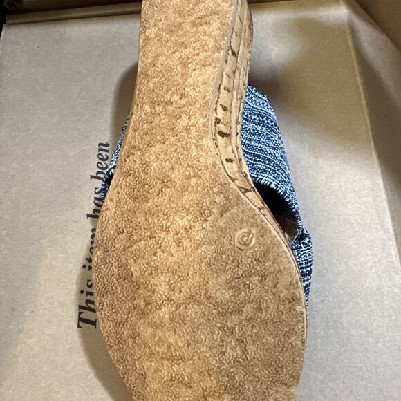 NEW CHARLESTON SHOE CO. Atlantic Sling-back Cork Wedge Sandal In Navy Size 6 - Picture 3 of 4